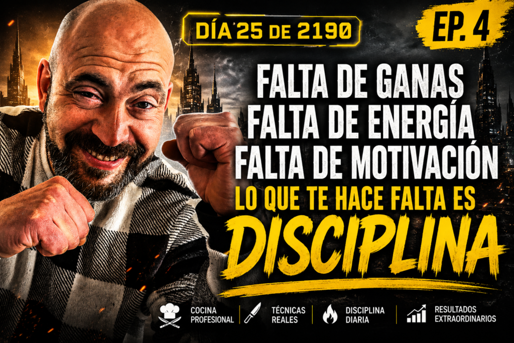 Miniatura de la Ruta 2032 con Noé Serrano en pijama combatiendo la desmotivación y la falta de ganas con disciplina diaria en el Día 25 de 2190.
