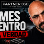 Noé Serrano con expresión escéptica mostrando la plataforma de Partner 360 y un cartel que dice un mes dentro la verdad sobre el marketing de afiliados.