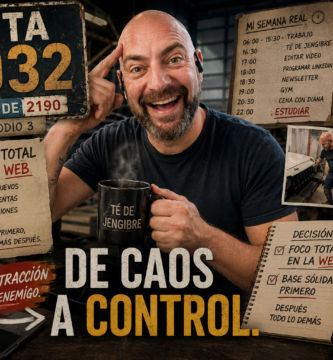 Noé Serrano en el taller buscando pasar de caos a control tras el error con los agentes de IA y n8n en el episodio 3 de Ruta 2032.