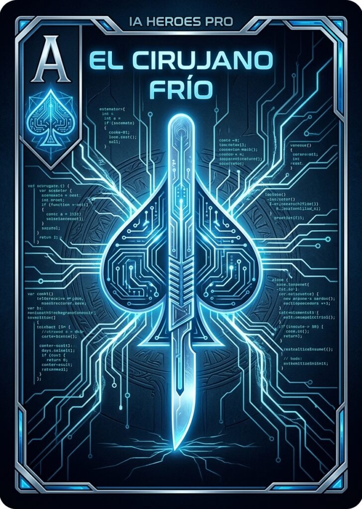 As de Picas quirúrgico representando el rigor técnico del curso IA Heroes Pro