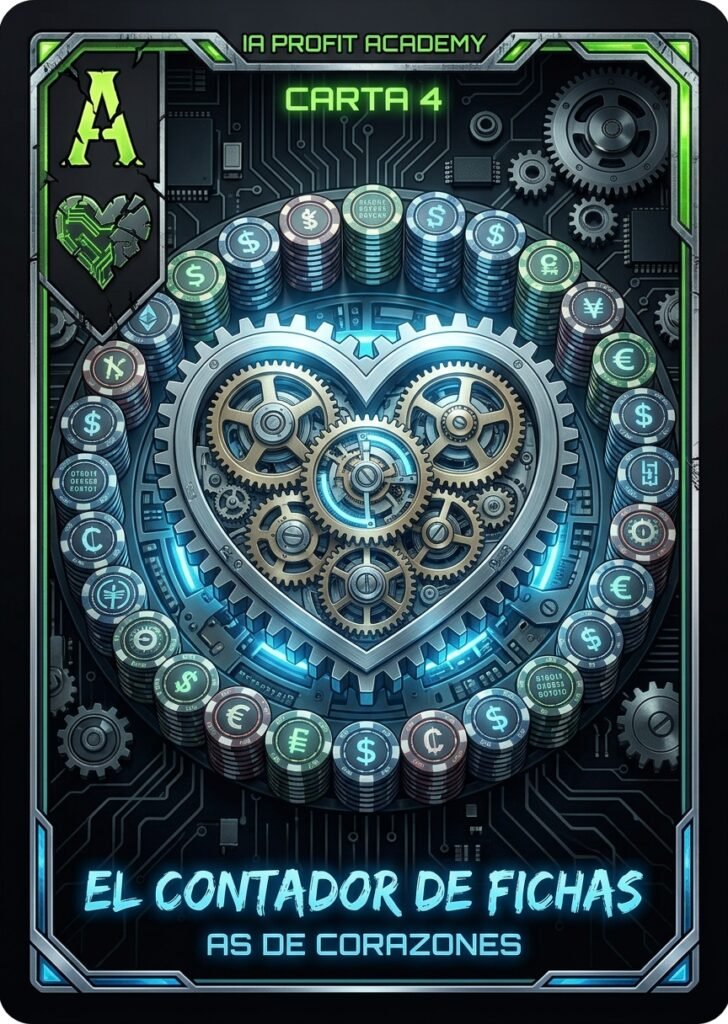 As de Corazones con engranaje de reloj representando la productividad de IA Profit Academy