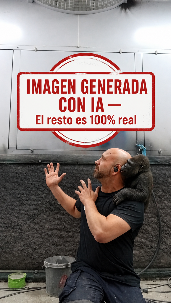 Fotomontaje generado con IA de Noé con King Kong representando el mono del tabaco sobre su hombro